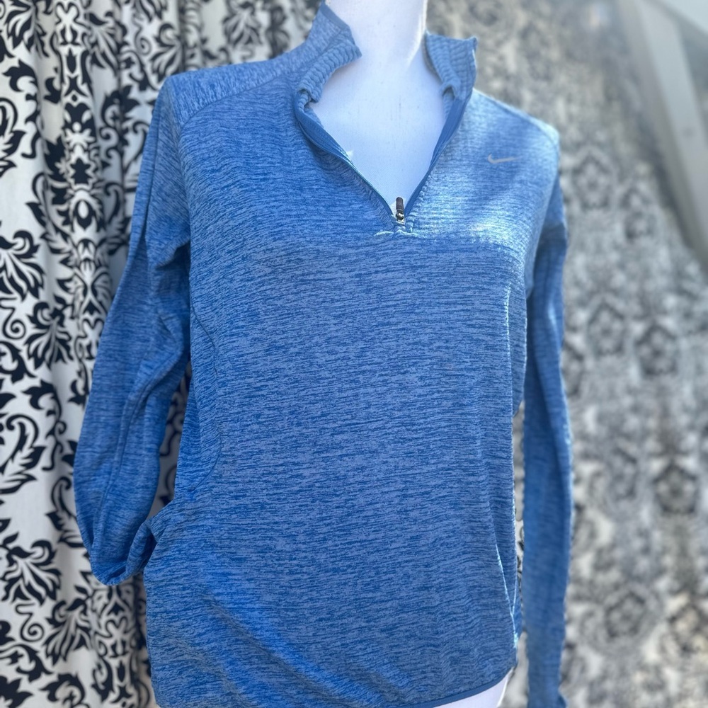 Blue Nike Women's Quarter-Zip Top dry fit medium